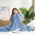 Snuggle Sac Blue Throw Blanket for Couch Bed Sofa 60x80 inches, Reversible Blue Blanket Microfiber Fluffy Fuzzy Cozy Knit Twin Blanket for Women Mothers Birthday Gifts