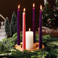 Mumufy 6 Pcs Advent Candle Holder Set Nativity Christmas Centerpiece Religious Decorations Rustic Wooden Advent Candlestick Holders with Purple Pink Taper Candles for Thanksgiving Christmas Nativity