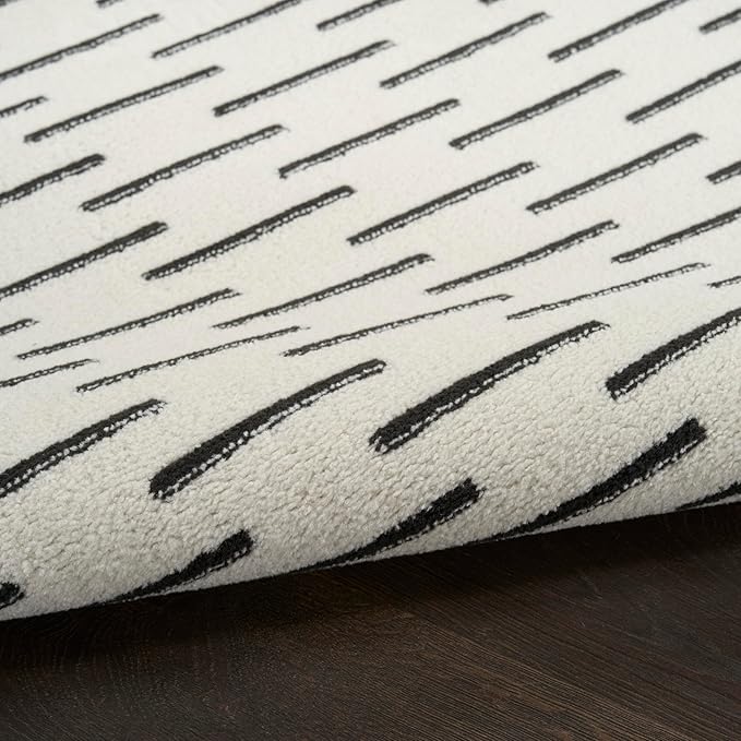 Nourison Home Nordic Ivory Black 5' x 7' Area Rug - Easy Clean, Non Shedding, Bed Room, Living Room, Dining Room, Kitchen (5' x 7')