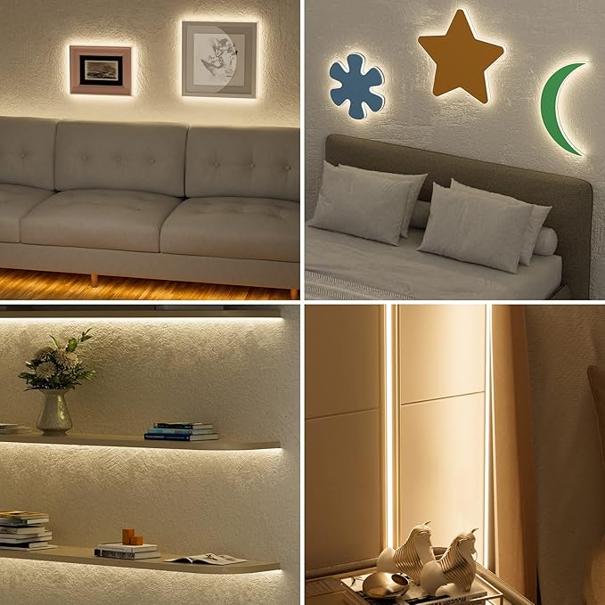 PAUTIX COB LED Strip Light 16.4ft,Engineering Level UL Listed Warm White 3000K,CRI93+ Super Bright High Lumen,Dimmable 24V Flexible LED Tape Light with RF Remote,for Cabinets,Home&Office DIY Lighting