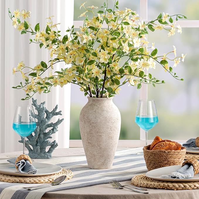 Ceramic Flower Vase Home Decor - Large Tall Farmhouse Table Vases Rustic Vintage Living Room Kitchen Bedroom Decorations for House Book Shelf Office Coffee Desk Dining Fireplace (11" Retro)
