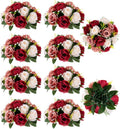 BLOSMON Wedding Flowers Centerpieces for Tables: 10 Pcs Burgundy & Dusty Rose & Creamy White Fake Roses Kissing Balls Decoration - Artificial Silk Floral Arrangements for Home Party DIY Decor