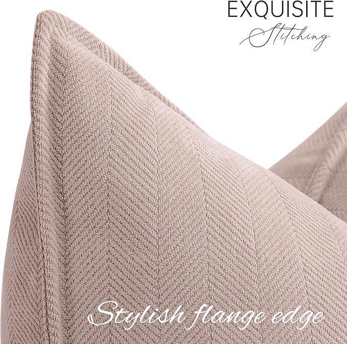 ZWJD Dusty Pink Pillow Covers 18x18 Set of 2 Chenille Throw Pillow Covers with Elegant Design Soft and Luxurious Decorative Throw Pillows for Couch, Bed, and Home Decor