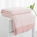 Carriediosa Heather Throw Blanket 50" X 60", 400GSM Ultra Soft Microfiber Fuzzy Fluffy Reversible Knitted Blankets Cozy Plush Lightweight and Warm Fall Throws for Couch, Bed, Sofa, Dusty Pink