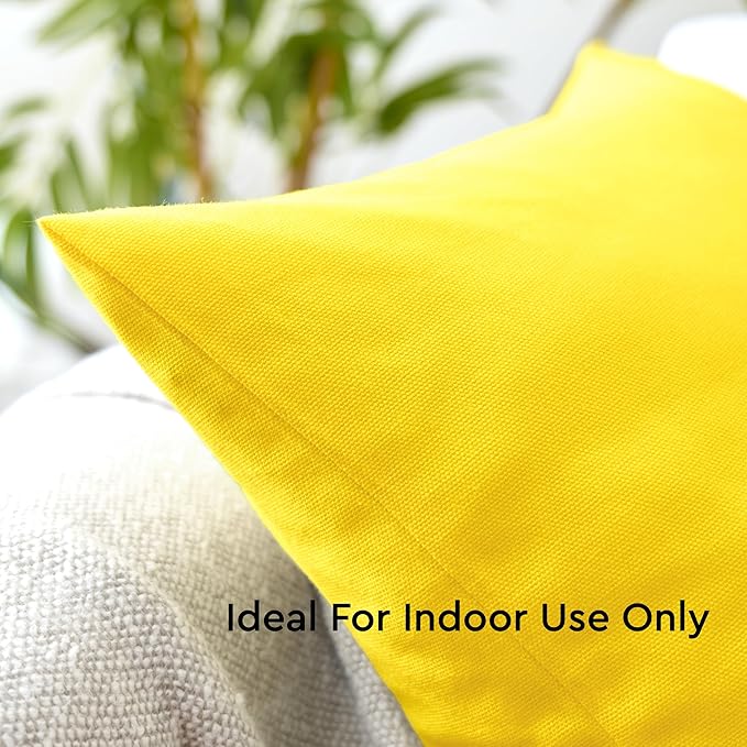Encasa XO Throw Pillow Covers 20x20 in Set of 2 Sunbeam Yellow | No Inserts | Cotton Pillow Covers for Living Room, Bed, Sofa, Couch | Decorative Cushion Covers with Improved Zippers