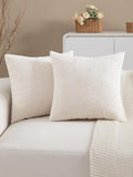 2 Packs Decorative Neutral Beige Textured Chenille Throw Pillow Covers 20x20 Inch Solid Farmhouse Boucle Couch Pillows, Modern Soft Velvet Pillowcase Cushion Covers for Living Room Home Decor