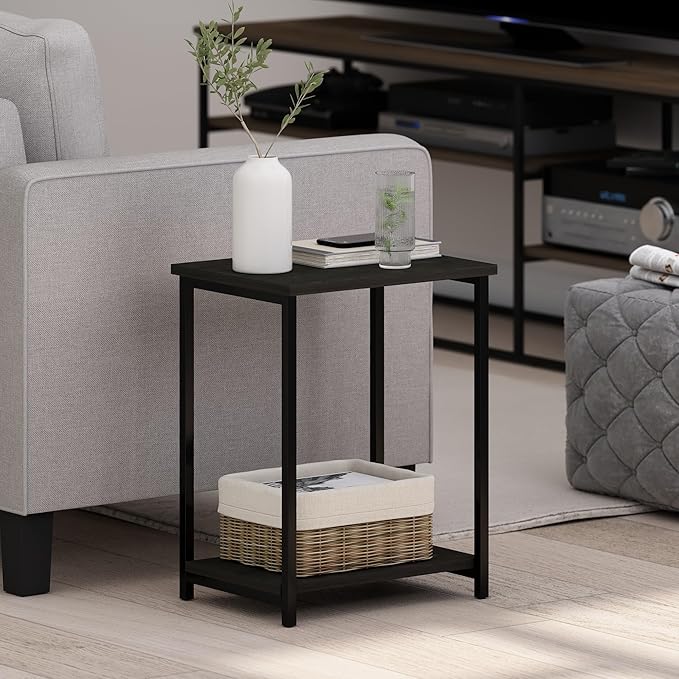 Furinno Simplistic Metal Frame End Table, 1-Pack, Espresso