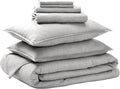 Bare Home Bed-in-A-Bag 7 Piece Comforter & Sheet Set - California King - Goose Down Alternative - Ultra-Soft 1800 Premium Bedding Set - Cationic (Cal King, Heathered Pewter)