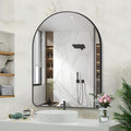 GLASHOM 30"x40" Black Arched Mirror for Bathroom, Wall Mounted Mirror, Aluminum Alloy Brushed Framed Wall Mirror, Anti-Rust, Large Mirror for Over Sink, Bedroom, Entryway (Vertical)