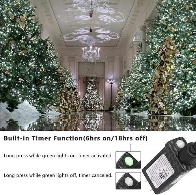 Brizled White Christmas Lights, 78.74ft 240 LED Mini String Lights Connectable, Plugin Christmas String Lights Outdoor, 8 Modes Christmas Tree Lights Waterproof for Indoor Outside Xmas Garden Decor