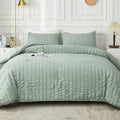 AveLom Sage Green Seersucker King Comforter Set (104x90 inches), 3 Pieces - 100% Soft Washed Microfiber Lightweight Comforter with 2 Pillowcases, All Season Down Alternative Comforter Set for Bedding