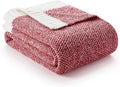 Snuggle Sac Christmas Red Blanket Twin Size, Ultra Soft Warm Fuzzy Knit Blanket Throws Dupes for Couch,Sofa, Bed, Heather Red, 60x80 inches