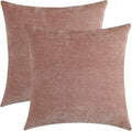 Blush Pink Chenille Decorative Couch Throw Pillow Covers, Soft Cushion Cases for Home Livingroom Sofa Décor, Pack of 2, 18 x 18 Inches