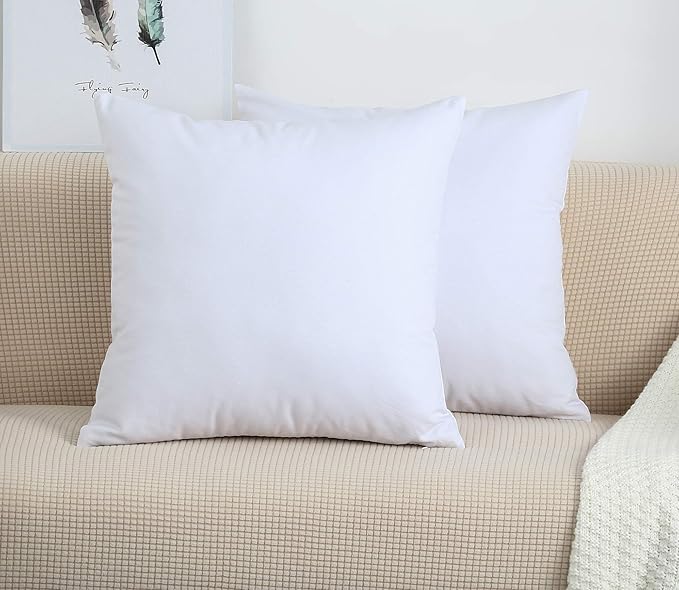 TangDepot Handmade Decorative Solid 100% Cotton Canvas Throw Pillow Covers/Pillow Shams, (28"x28", White)