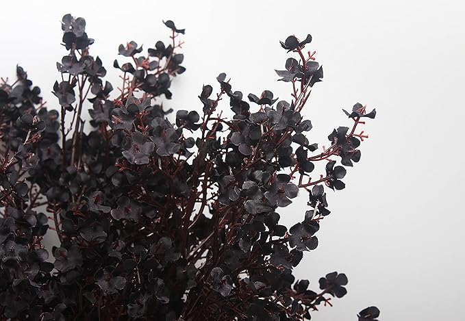 20pcs Babys Breath Artificial Flowers Gypsophila Bouquet Bulk Fake Spring Silk Small Flowers Real Touch Faux Floral for Home Kitchen Garden Wedding Christmas Halloween Party DIY Decor (Black)