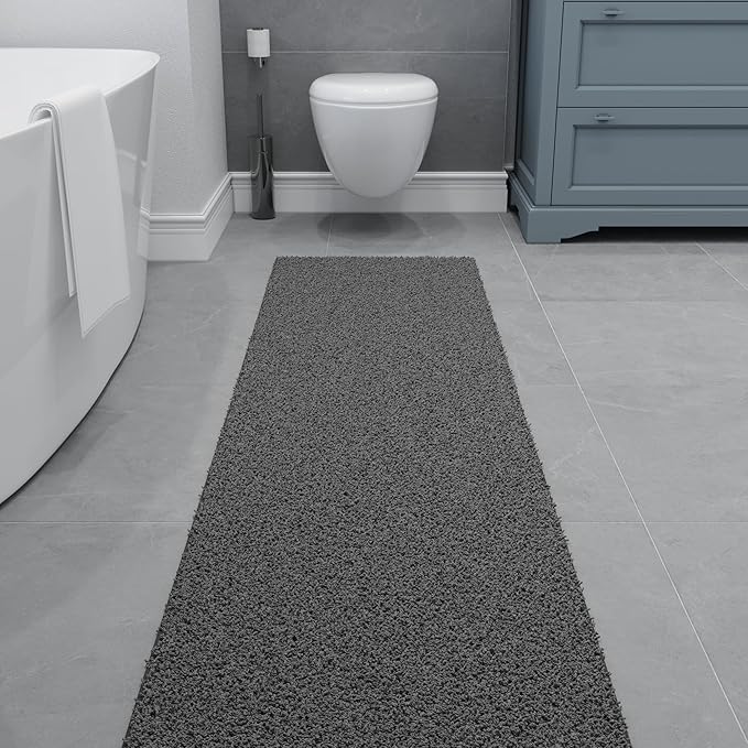 Ottomanson 2' x 16' Shaggy Runner Rug - Plush & Cozy Non-Slip Carpet for Bedroom, Living Room, Bathroom & Entryway - Durable & High-Traffic Friendly for Hallways & Dorms, Gray