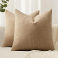 Woaboy Set of 2 Textured Throw Pillow Covers Decorative Soft Accent Square Chenille Pillowcases Neutral Farmhouse Cushions Modern Home Decor for Couch Sofa Bedroom Living Room 20x20 Inch, Starfish