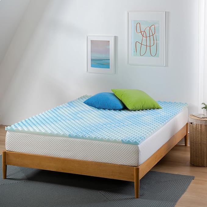ZINUS 1.5 Inch Swirl Gel Cooling Memory Foam Mattress Topper, Smaller, More Convenient WonderBox Packaging, Cooling, Airflow Design, CertiPUR-US Certified, Twin