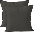Encasa XO Throw Pillow Covers 16x16 in Set of 2 Charcoal Grey | No Inserts | Cotton Pillow Covers for Living Room, Bed, Sofa, Couch | Decorative Cushion Covers with Improved Zippers
