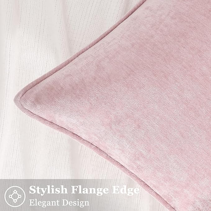 decorUhome Couch Throw Pillow Covers 22x22 Set of 2, Decorative Soft Euro Neutral Chenille Pillow Covers with Elegant Design for Sofa Bed Living Room Home Decor, Blush Pink