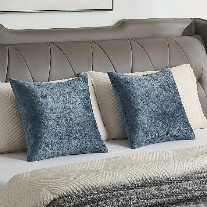 FUTEI Navy Flannel Throw Pillow Covers 12x20 Inch Set of 2,Soft Dimensional Textured Lumbar Pillow Cases,Modern Home Decor for Couch Living Room