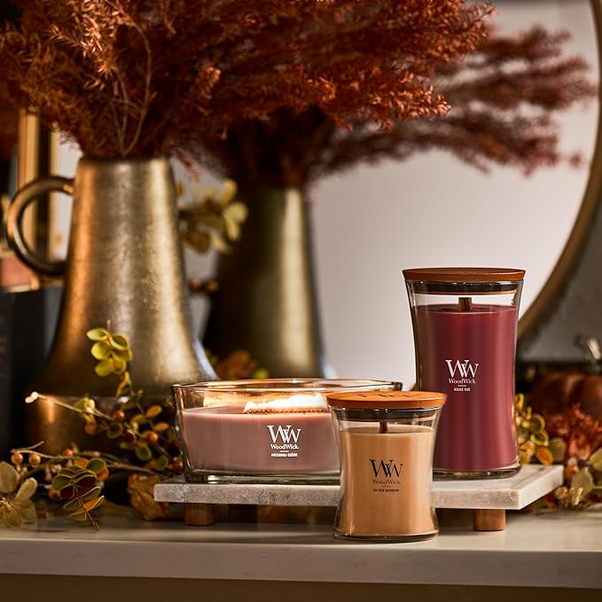 WoodWick Golden Bourbon Scented Ellipse Candle, Crackles as it Burns, Great for Gifting, Up to 40 hrs Burn Time, 16 oz