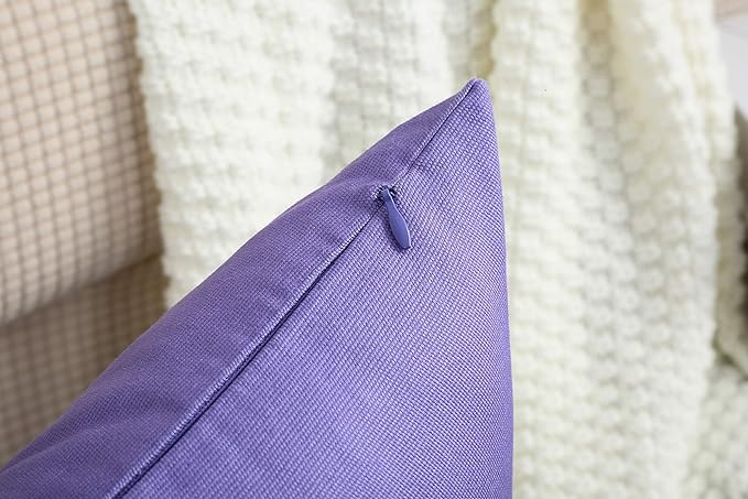 TangDepot Handmade Decorative Solid 100% Cotton Canvas Throw Pillow Covers/Pillow Shams, (20"x20", Violet), 1 Count (Pack of 1)
