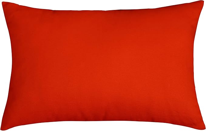 TangDepot Handmade Decorative Solid 100% Cotton Canvas Throw Pillow Covers/Pillow Shams, (12" x20" , Red Orange, 1 Count (Pack of 1))