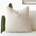 Foindtower Textured Boucle Throw Pillow Covers Accent Solid Pillow Cases Cozy Soft Decorative Couch Cushion Case for Chair Sofa Bedroom Living Room Home Decor, 20 x 20 Inch,Light Beige