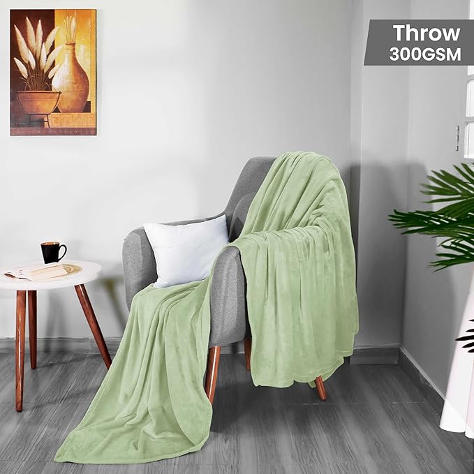 Utopia Bedding Fleece Blanket Throw Size Sage Green 300GSM Luxury Anti-Static Fuzzy Soft Microfiber Blanket for Couch, Sofa and Bed (60x50 Inch)