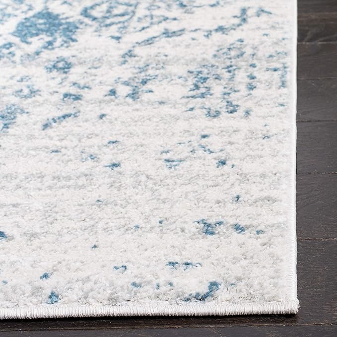 SAFAVIEH Madison Collection Area Rug - 9' x 12', Teal & Ivory, Snowflake Medallion Distressed Design, Non-Shedding & Easy Care, Ideal for High Traffic Areas in Living Room, Bedroom (MAD603J)