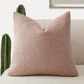 Foindtower Decorative Textured Boucle Throw Pillow Covers Accent Solid Pillow Cases Neutral Soft Cozy Couch Cushion Case for Chair Sofa Bedroom Living Room Home Decor 24x24 Inch,1PC,Light Pink