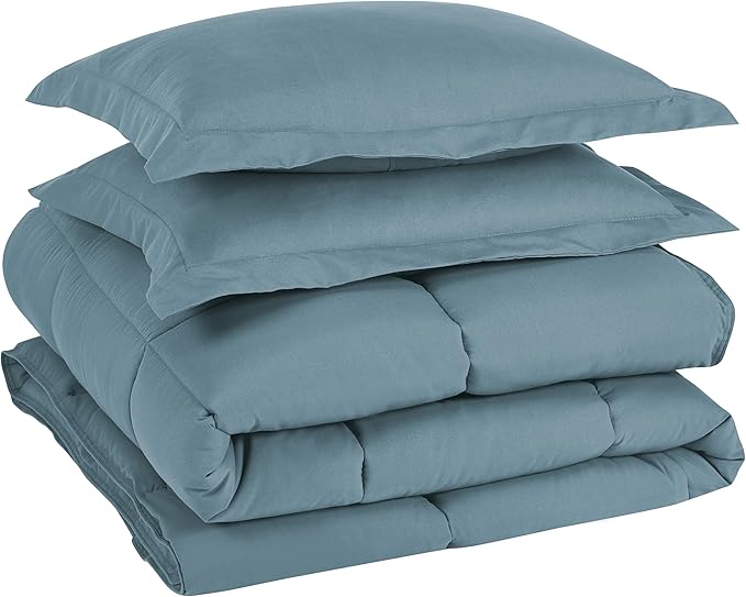 Chezmoi Collection 3-Piece All Season King Comforter Set China Blue, Soft Quilted Down Alernative Duvet Insert with Corner Tabs, Lightweight Microfiber Bedding, 102 x 90 Inches