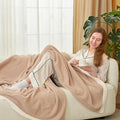Snuggle Sac Beige Throw Blanket for Couch Bed Sofa 60x80 inches, Reversible Beige Blanket Microfiber Fluffy Fuzzy Cozy Knit Twin Blanket for Women Mothers Birthday Gifts