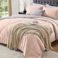 BEDELITE Twin Comforter Set 5 Pieces Bed in A Bag - Soft Microfiber Reversible Dusty Pink Bed Set with Comforters, Sheets, Pillowcase & Sham, Cozy Luxury Bedding Sets for All Season