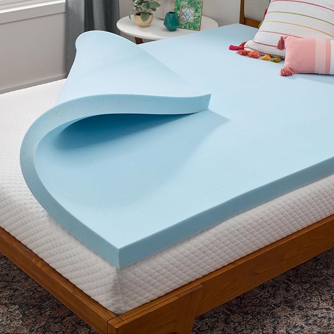 LINENSPA Memory Foam Mattress Topper - 3 Inch Gel Infused Memory Foam - Plush Feel - Cooling and Pressure Relieving - CertiPUR Certified - Dorm Room Essentials - Full XL Size