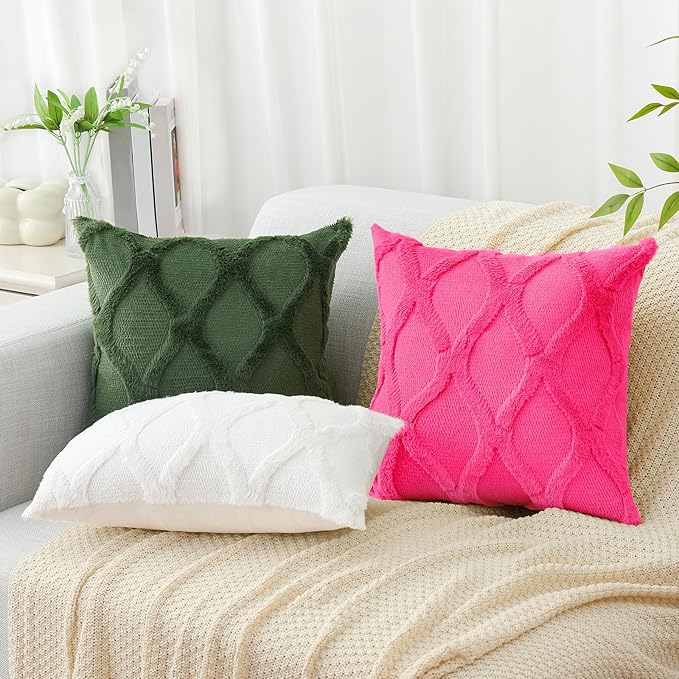 decorUhome Christmas Throw Pillow Covers 12x20 Inch Set of 2, Soft Plush Faux Fur Wool Lumbar Forest Elf Couch Pillow Covers, Decorative Neutral Pillow Cases for Bed Sofa Living Room Home Decor