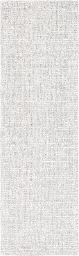 SAFAVIEH Abstract Collection Runner Rug - 2'3" x 8', Light Grey & Ivory, Handmade Wool, Ideal for High Traffic Areas in Living Room, Bedroom (ABT468F)