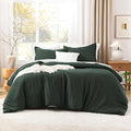 Litanika Forest Green Oversized King Comforters Super King Size, 3 Pieces Lightweight Solid Bedding Comforter Set, All Season Fluffy Bed Set (120x120In Comforter & 2 Pillowcases)