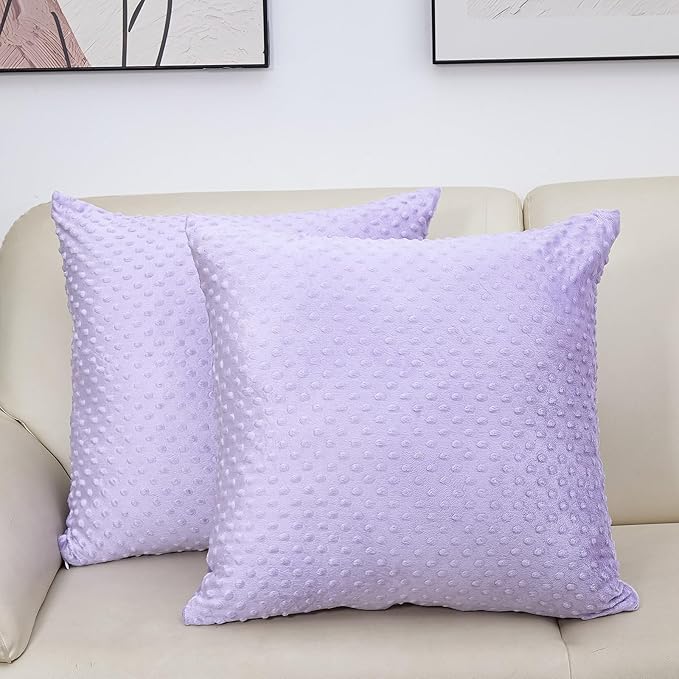 2 Packs Throw Pillow Covers, Neutral Decorative Couch Pillow Cover for Living Room Bed Sofa Rustic Farmhouse Boho Home Decor, Soft Plush Cushion Case Slipcover (Orchid, 22"x 22")