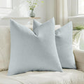 HAUSSY Dusty Blue Throw Pillow Covers 24x24 Inch Set of 2,Boho Decorative Faux Linen Throw Pillows Cozy Farmhouse Accent Cushion Covers,Home Decor for Couch Sofa Bed Living Room