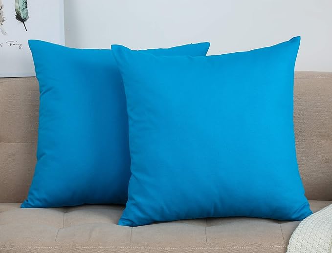 TangDepot Handmade Decorative Solid 100% Cotton Canvas Throw Pillow Covers /Pillow Shams, (18" x18" , Pacific Blue, 1 Count (Pack of 1))