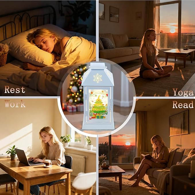 Christmas Candle Warmer Lamp,Electric Candle Lamp Warmer with Timer Dimmable,Compatible with 3 Wick Candles/Large Candel Jar,Rustic Candle Warming Lamp Lantern Farmhouse Style White