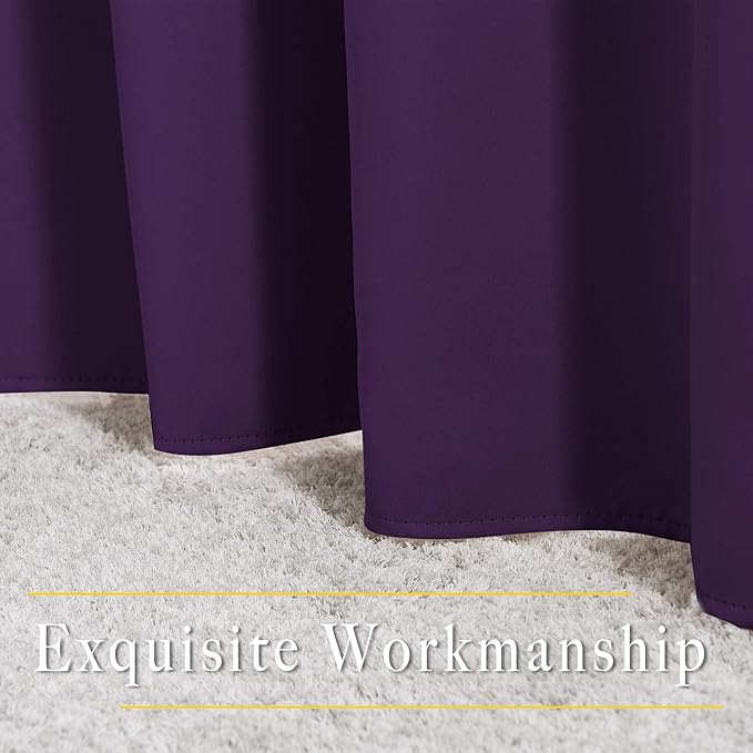 NICETOWN Blackout Royal Purple Curtains 84 inches Long, Grommet Room Darkening Thermal Insulated Sound Dampening Window Treatments for Bedroom/Home Office, 2 Panels, W46 x L84