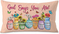 God Says You are Christian Floral Butterfly Pilow Covers 12x20, Christian Faith Based Gifts for Women, Inspirational Bible Verse Pillow Covers for Girls Room Dorm Apartment(Pink)
