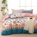 MUXHOMO Bed in a Bag King 7 Pieces, King Comforter Set Reversible Bohemian Botanical Flowers Design, Ultra Soft & Breathable Bedding Sets with Comforter, Sheets, Pillowcases & Shams