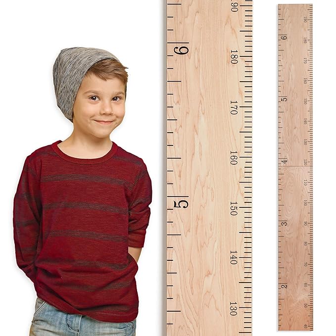 HEADWATERS STUDIO Wooden Growth Chart for Wall - Size Height Chart for Kids, Growth Measuring Board and Kids Height Wall Chart, Growth Chart for Kids, Height Chart for Wall - Natural (63"x6.7")