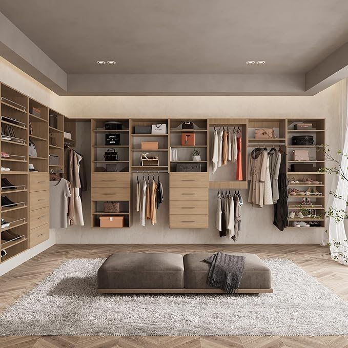 ROOMTEC 25.5" Tall Hanging Closet Unit, Modular Closet System with Hanging Rod, Wardrobe Organizer for Bedroom or Walk-in Closet, Wall Mounted, Customizable Clothes Storage Unit, Wood