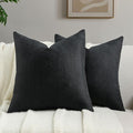 FUTEI Black Chenille Throw Pillow Covers 26x26 Inch Set of 2,Soft Wide Chevron Textured Euro Pillow Shams,Farmhouse Home Decor for Couch Living Room
