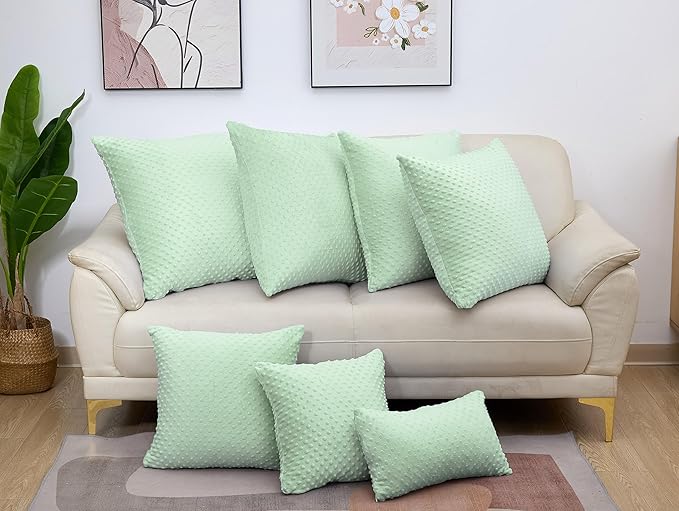 2 Packs Throw Pillow Covers, Neutral Decorative Couch Pillow Cover for Living Room Bed Sofa Rustic Farmhouse Boho Home Decor, Soft Plush Cushion Case Slipcover (Green, 20"x 20")
